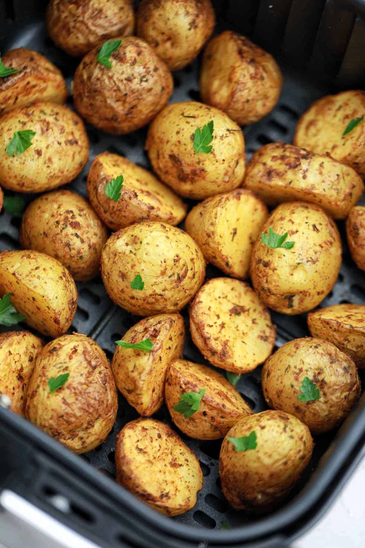 roasted mini potatoes in air fryer.
